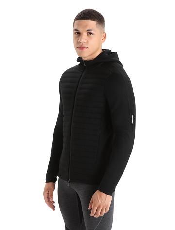 Pánské Mikiny S Kapucí Icebreaker ZoneKnit™ Merino Insulated Long Sleeve Zip Černé | CZ 1681NWYB